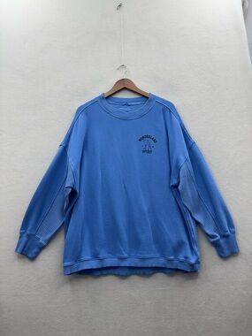 Aerie Women’s Large Sweatshirt Blue Oversized Waffle Sleeve Wonderland Spirit